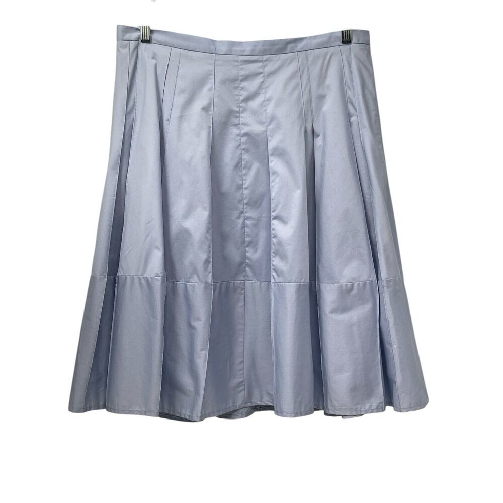 Ann Taylor Women’s Light Blue Midi pleated skirt size 14 Elegant A Line Design